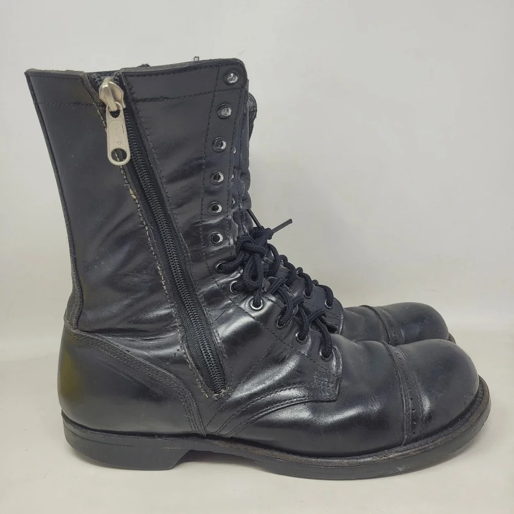 VTG Corcoran Jump Boots 10.5 Black Leather Cap Toe Military Paratrooper Combat